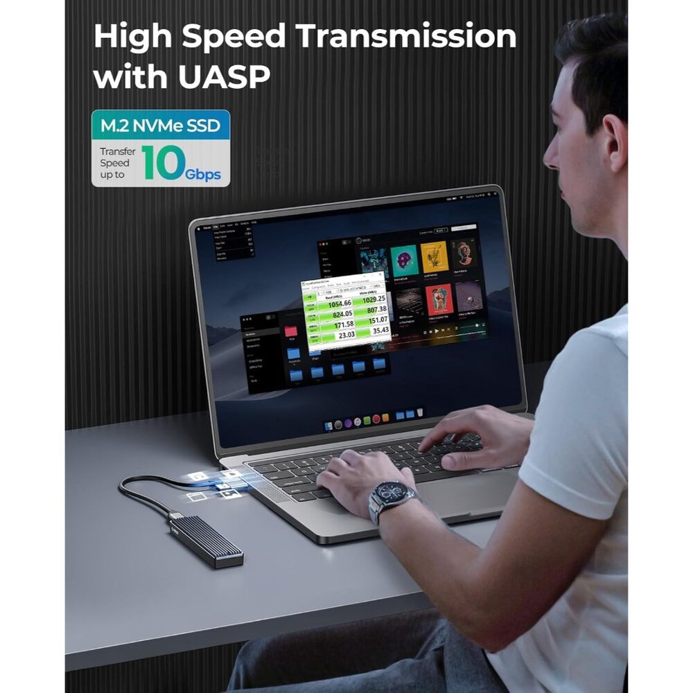 SSD Enclosure, USB 3.1 Gen 2 10 Gbps PCIe External Adapter NVMe Case for 2230/22 - Picture 2 of 9